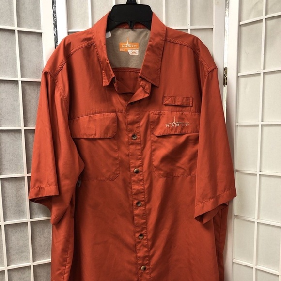 Habit, Mens, casual Shirts, Red, Size XL, Buttons, Short Sleeve, Pockets.! - Picture 1 of 7